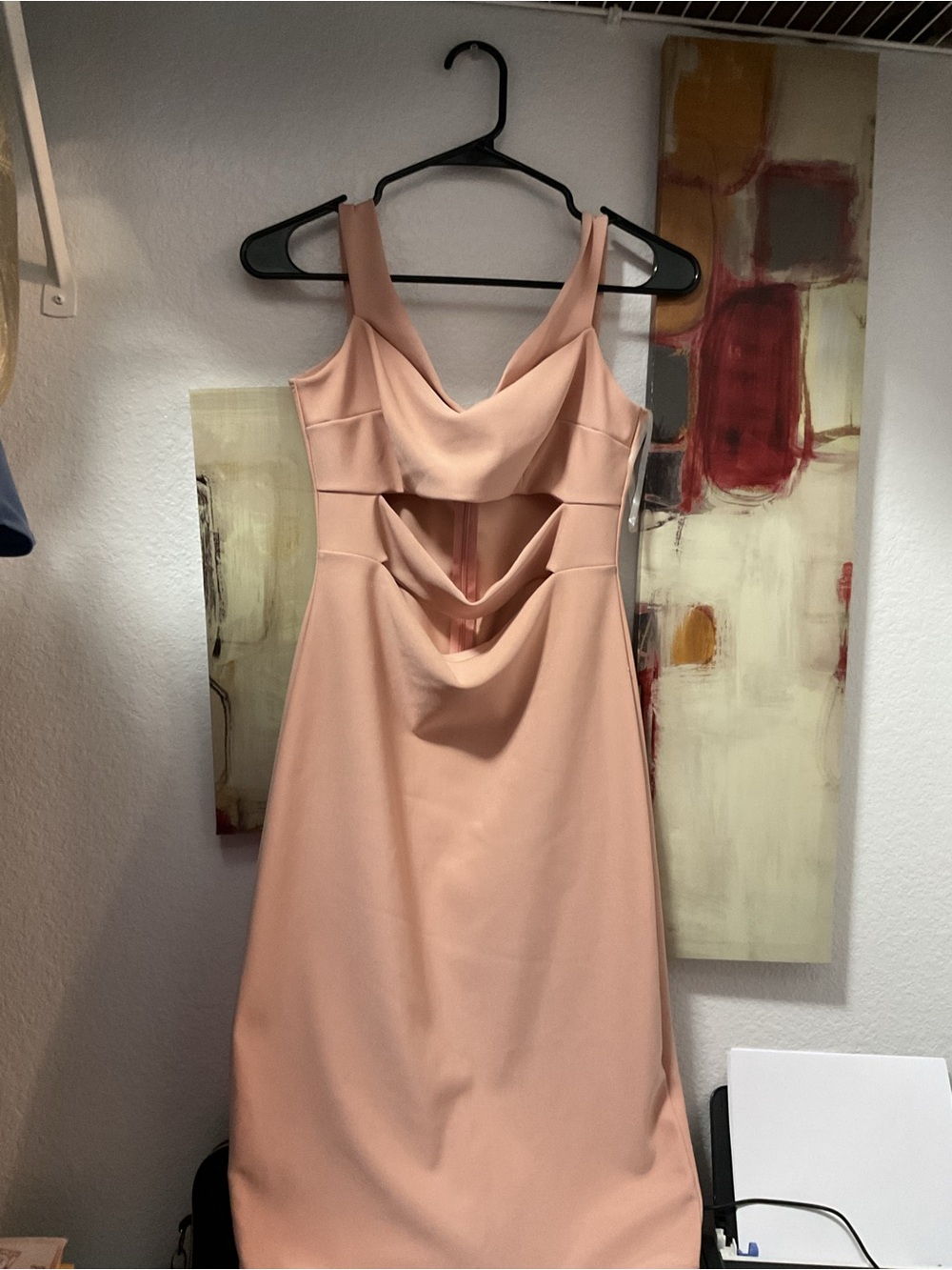 Windsor Peach Cutout Cowl Midi Dress
